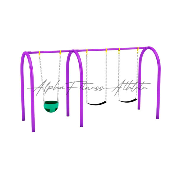 3-Seater Kids Outdoor Swing Set with Toddler Bucket and Belt Swings - FSTE-001 - Image 3