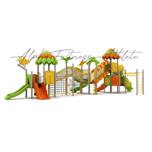 Jungle-Themed Outdoor Multi-Play Station for Kids with Slides, Tunnels and Climbing Nets – Playground Equipment MT-003 - Image 2