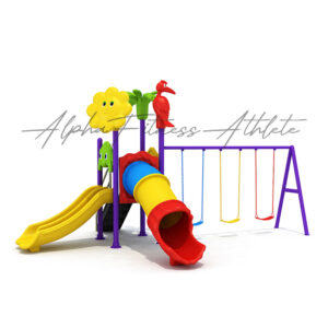 Kids Outdoor Play Station with Slides, Swings and Tunnel Slide – Animal Theme MT-005