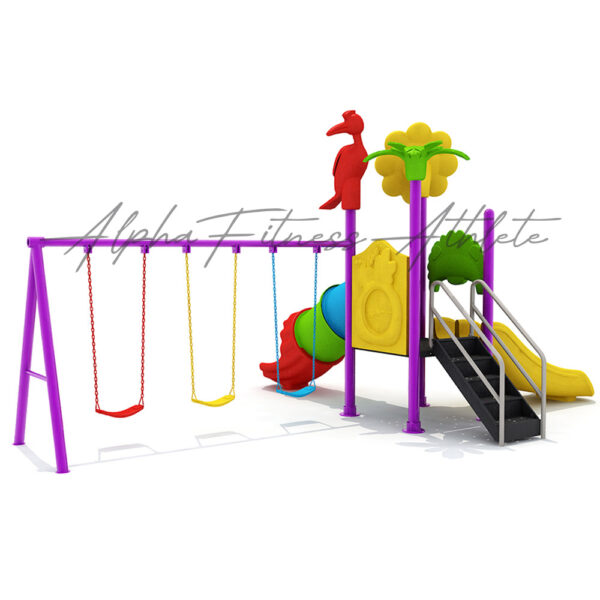 Kids Outdoor Play Station with Slides, Swings and Tunnel Slide – Animal Theme MT-005 - Image 2