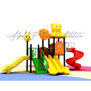 Kids Animal-Themed Outdoor Playground with Triple Slides and Spiral Slide – MT-006