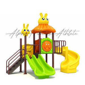 Kids Bunny-Themed Outdoor Playground Set with Dual Slides and Spiral Slide – MT-008