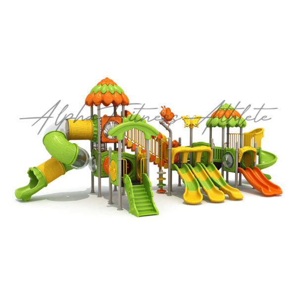 Jungle-Themed Outdoor Multi-Play Station for Kids with Wave and Tube Slides – MT-004 - Image 3