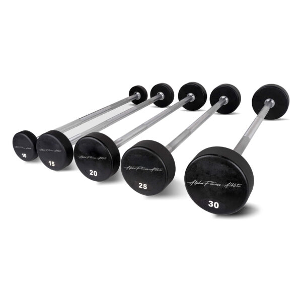 Fixed Rubber Barbell Set for Home Gym, Weightlifting & Strength Training – Preloaded Bar Weights (10–30kg)-OBARB-001 - Image 2