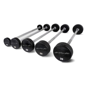 Fixed Rubber Barbell Set for Home Gym, Weightlifting & Strength Training – Preloaded Bar Weights (10–30kg)-OBARB-001