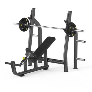 Incline Olympic Bench Press with Barbell Rack and Weight Plate Storage – Commercial Gym Bench - OIB- 002