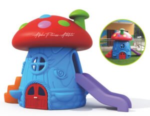 Mushroom Playhouse with Slide for Kids – Outdoor Plastic Play House – PSC-003