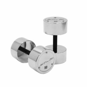 Chrome Dumbbells Pair – 50 lb Fixed Weights for Gym & Strength Training - SDUM-005
