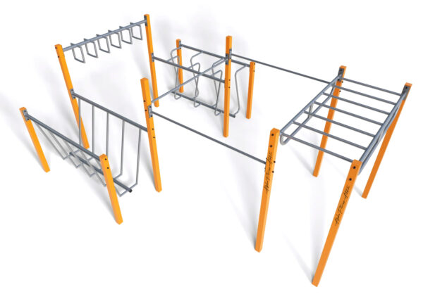 Outdoor Obstacle Course Rig with Monkey Bars and Zigzag Ladder – Multi-Lane Calisthenics Training Station for Adults - CPE-010 - Image 6
