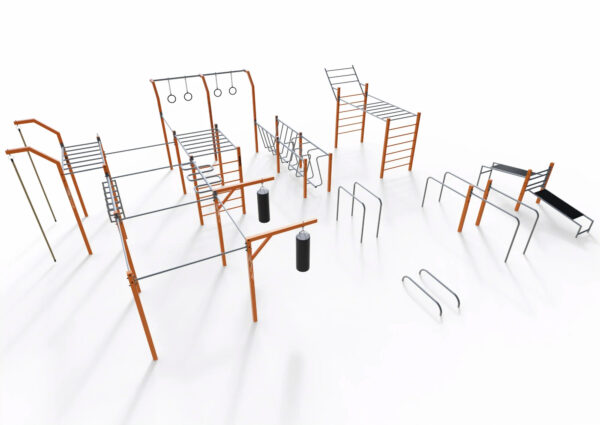 Full Outdoor Calisthenics & Obstacle Course Training Park – Multi-Functional Fitness Playground with Monkey Bars, Rings, Ladder & Benches - CPE-011 - Image 4