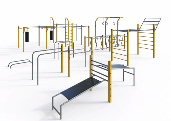 Full Outdoor Calisthenics & Obstacle Course Training Park – Multi-Functional Fitness Playground with Monkey Bars, Rings, Ladder & Benches - CPE-011