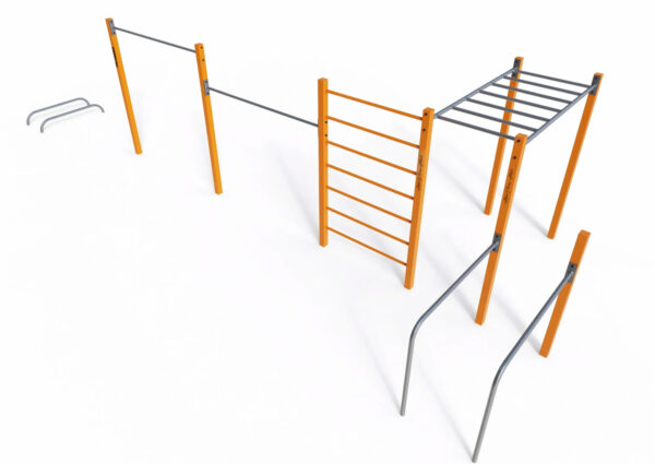 Compact Outdoor Calisthenics Station with Monkey Bars, Ladder & Parallel Bars – Functional Fitness Rig for Adults - CPE-012