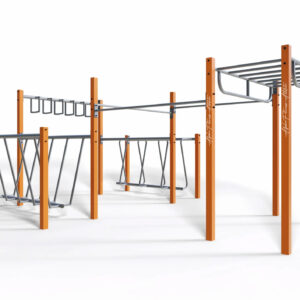 Outdoor Obstacle Course Rig with Monkey Bars and Zigzag Ladder – Multi-Lane Calisthenics Training Station for Adults - CPE-010