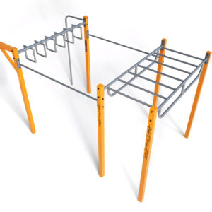 Outdoor Monkey Bar Rig with Punching Bag, Ladder Grid and Pull-Up Bars – Multi-Functional Fitness Station for Adults - CPE-008