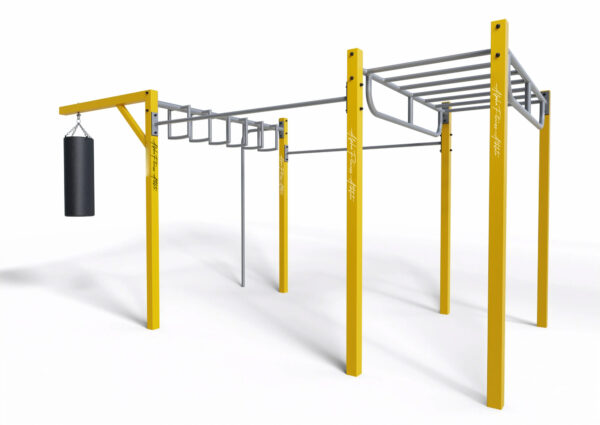 Outdoor Monkey Bar Rig with Punching Bag, Ladder Grid and Pull-Up Bars – Multi-Functional Fitness Station for Adults - CPE-008 - Image 2