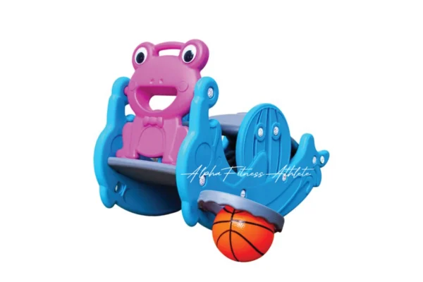 2-in-1 Rocker & Basketball Set for Toddlers Animal-Themed Seesaw with Hoop Indoor Outdoor Play 100x60x55 cm