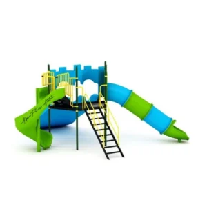 Castle-Themed Outdoor Playground Set with Tunnel & Spiral Slides