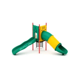 Compact Outdoor Playground Set with Tunnel Slide & Wave Slide – FNST-004
