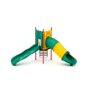 Compact Outdoor Playground Set with Tunnel Slide & Wave Slide