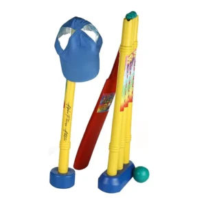 Kids Plastic Cricket Set with Bat, Ball, Stumps & Cap – Lightweight Outdoor Play Set (69×19×17 cm)