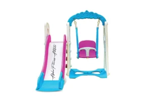 Kids Swing and Slide Combo Set – Indoor & Outdoor Playset for 2 to 6 Year Olds – Durable Plastic Playground Equipment with Safety Swing Seat – SSC-001