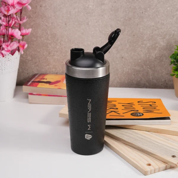 M7 Stainless Steel 750 ml Shaker – Gym, Fitness, Workout, Protein Mixer Bottle for Men & Women - Black