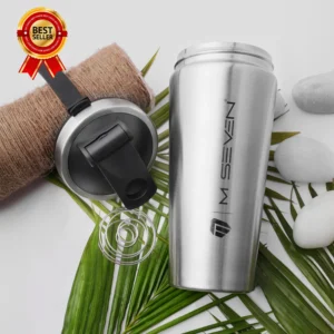 M7 Stainless Steel 750 ml Shaker – Gym, Fitness, Workout, Protein Mixer Bottle for Men & Women -Silver