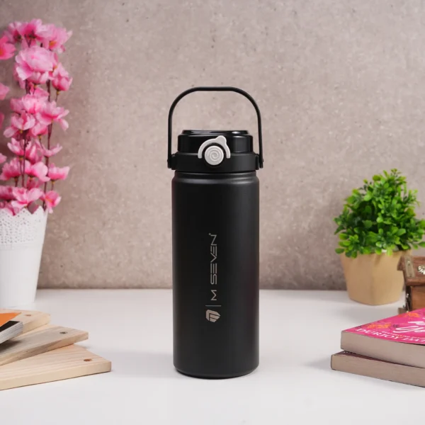 M7 Stainless Steel Water Bottle 1200ml – Thermos Flask, Leakproof, Double Wall Insulation - Black