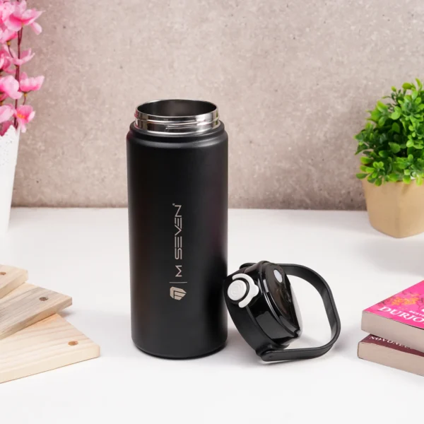 M7 Stainless Steel Water Bottle 1200ml – Thermos Flask, Leakproof, Double Wall Insulation - Black