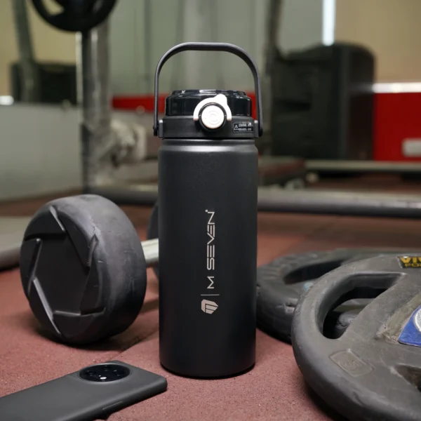 M7 Stainless Steel Water Bottle 1200ml – Thermos Flask, Leakproof, Double Wall Insulation - Black