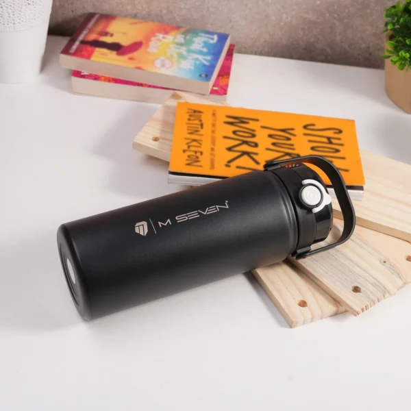 M7 Stainless Steel Water Bottle 1200ml – Thermos Flask, Leakproof, Double Wall Insulation - Black