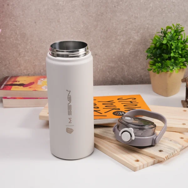 M7 Stainless Steel Water Bottle 1200ml – Thermos Flask, Leakproof, Double Wall Insulation - White