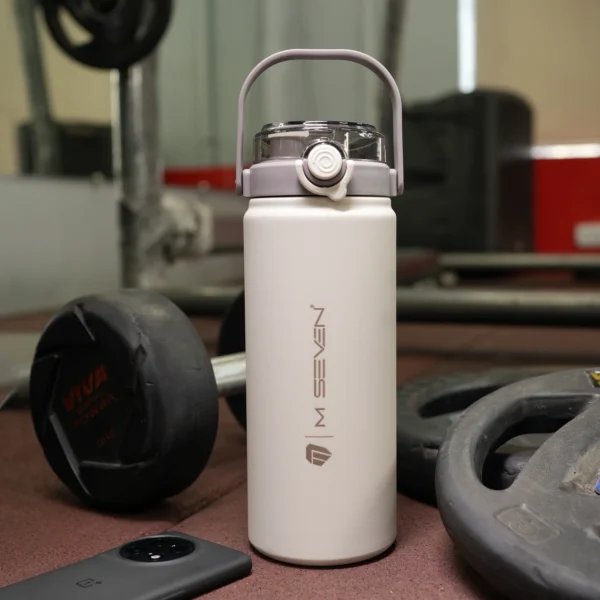 M7 Stainless Steel Water Bottle 1200ml – Thermos Flask, Leakproof, Double Wall Insulation - White