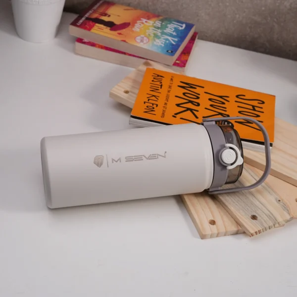 M7 Stainless Steel Water Bottle 1200ml – Thermos Flask, Leakproof, Double Wall Insulation - White