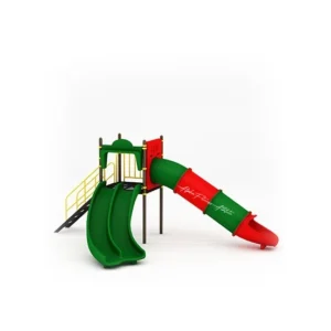 Outdoor Kids Playground Slide Set with Tunnel & Dual Slides