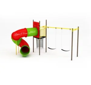 Outdoor Playground Set with Spiral Tube Slide, Swings & Monkey Bars – FNST-001