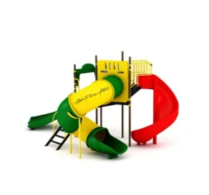 Outdoor Playground Structure with Triple Slides & Activity Deck – FNST-003