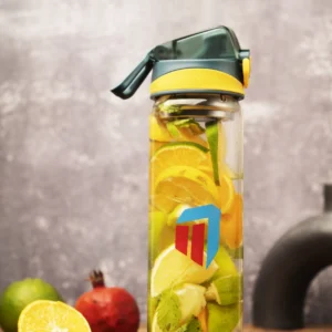 M7 Detox Glass Water Bottle 600ml - Fruit Infuser, Leakproof, BPA-Free, Eco-Friendly, Reusable for Tea & Water