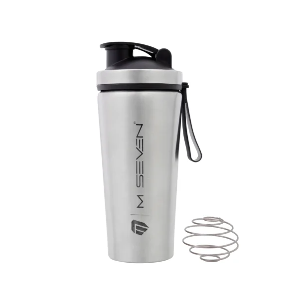 M7 Stainless Steel 750 ml Shaker – Gym, Fitness, Workout, Protein Mixer Bottle for Men & Women