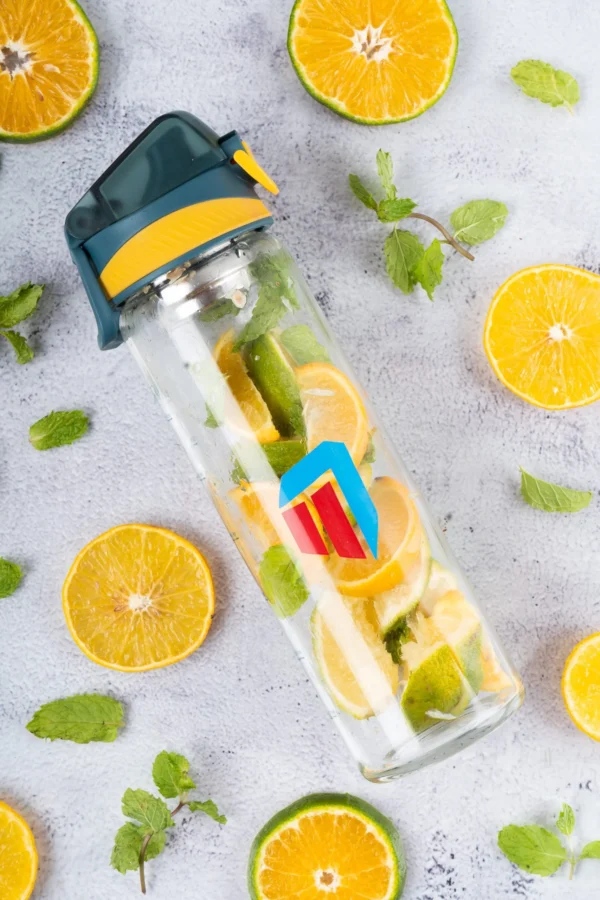 M7 Detox Glass Water Bottle 600ml - Fruit Infuser, Leakproof, BPA-Free, Eco-Friendly, Reusable for Tea & Water - Image 2