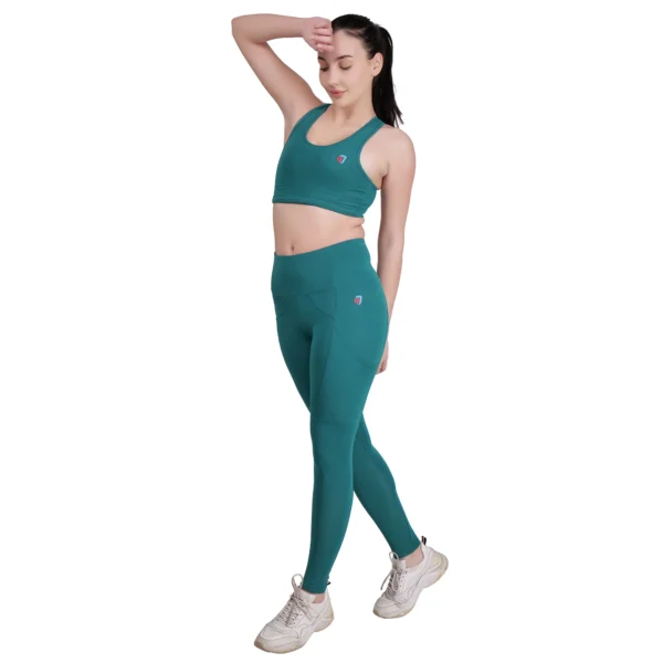 Women's Yoga Set - 2 Piece Activewear for Workout & Gym - Carnation Green - Image 5
