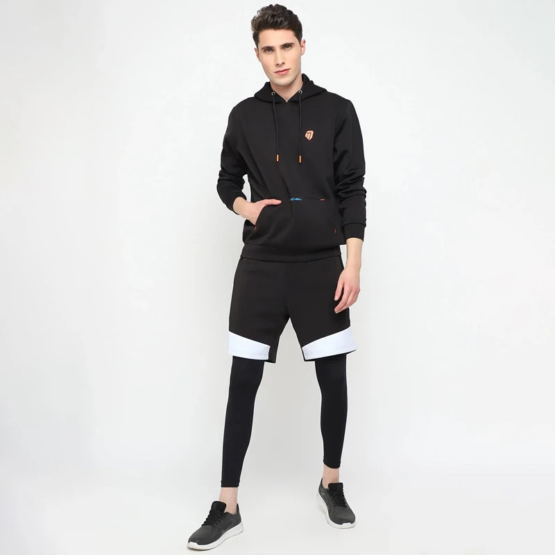 Mens Hoodie and Workout Shorts with Tights