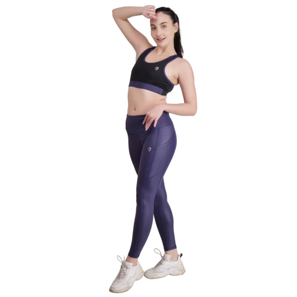 Women's Workout Set with Jacket - Yoga Outfit, Gym Activewear, Stylish 2 Piece Fitness Set - Purple - Image 5