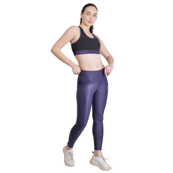Women's Workout Set with Jacket - Yoga Outfit, Gym Activewear, Stylish 2 Piece Fitness Set - Purple - Image 4
