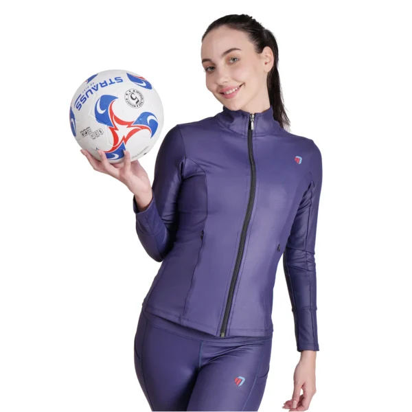 Women's Workout Set with Jacket - Yoga Outfit, Gym Activewear, Stylish 2 Piece Fitness Set - Purple - Image 2