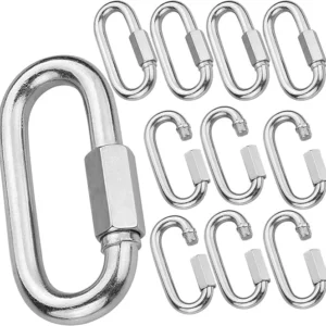 20 Pack Quick Link Chain Connector 3/16 Inch Metal Carabiner Clip Heavy Duty M5 Stainless Steel Chain Link Small Threaded Locking Carabiner 330lbs Oval Carabiner for Swing, Hammock, Backpack