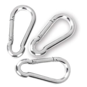 (Pack of 3PCS) A- 8" mm Carabiner/Snap Hooks Zinc-Galvanized Steel Spring Clips Chain Quick Links Safety Connector for Hammock Swing Fitness Gym Outdoor Supplies Boating