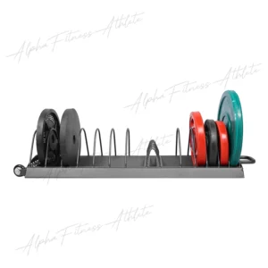 Heavy Duty Olympic Weight Plate Storage Rack with Vertical Slots and Wheels
