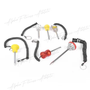 Heavy Duty Safety Lock Pin with Coiled Lanyard, Quick Release Locking Pin for Fitness Equipment and Industrial Applications