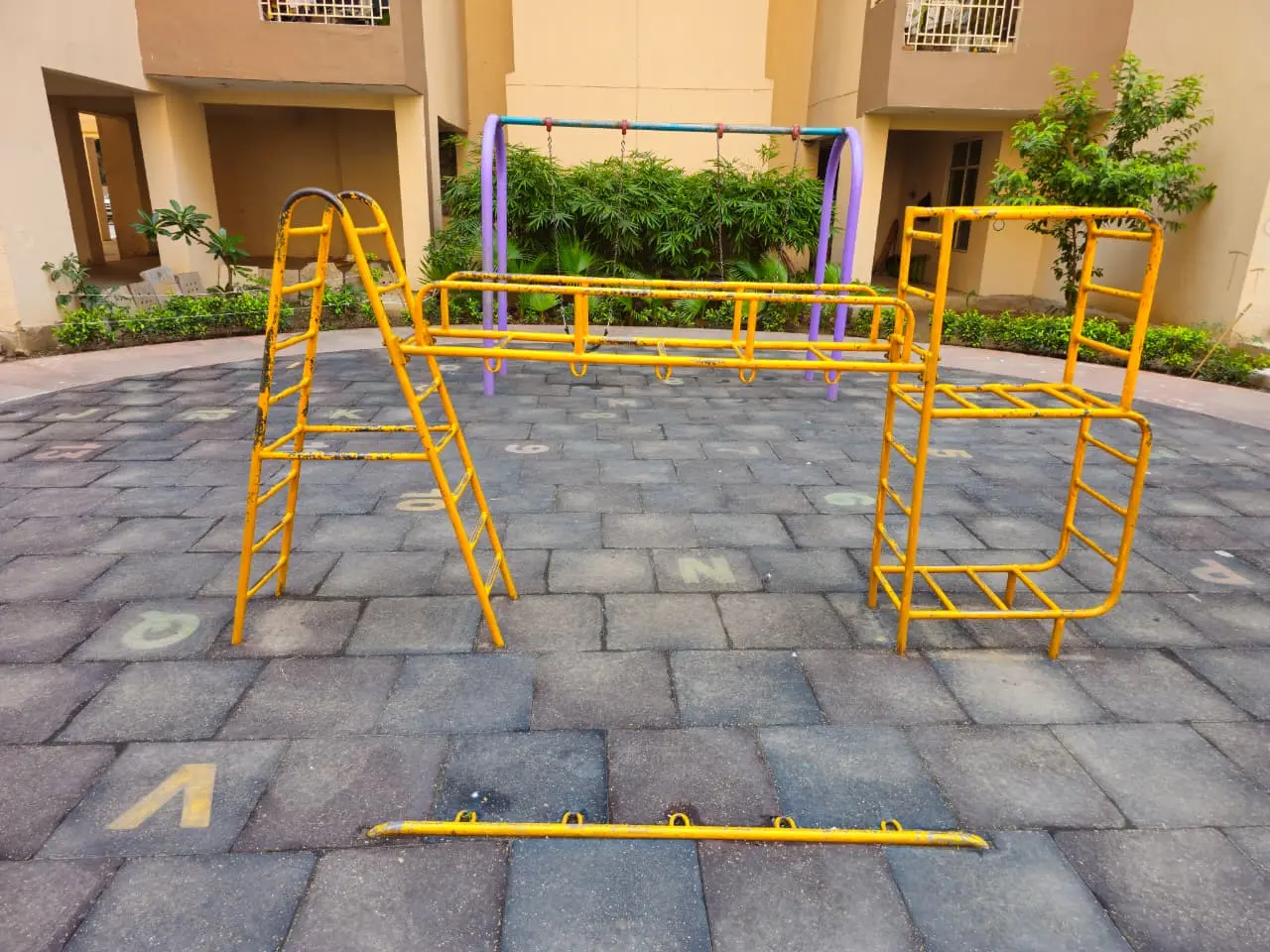 Damaged playground before repair in Noida